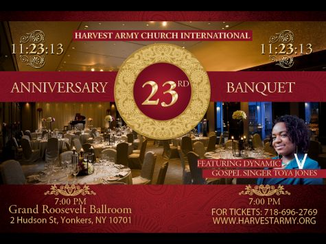 banquet, thanksgiving, anniversary, 23rd anniversary banquet, harvest army, Grand Roosevelt Ballroom, presidential, dinner, food, eat, church, celebrate, toya jones